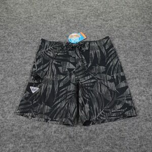 Columbia PFG Board‎ Shorts Men 36 Black Gray Palm Print Omni-Shade UPF 50